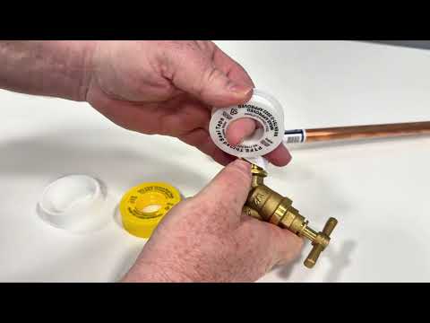 How do you install PTFE tape on plumbing pipework, and what is the difference between the yellow